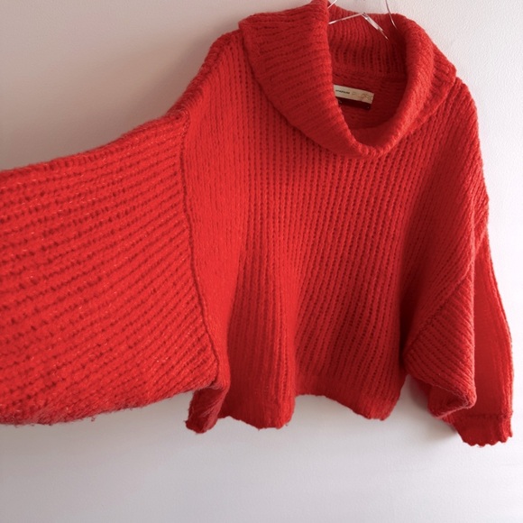 Anthropologie size M Pilcro Zamora Cowl Neck Sweater Orange alpaca wool blend - Picture 6 of 11